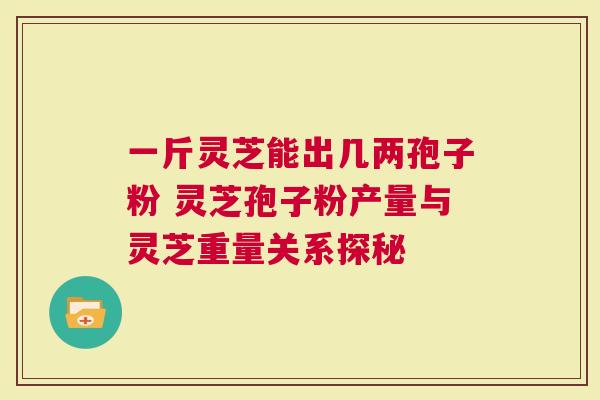 一斤灵芝能出几两孢子粉 灵芝孢子粉产量与灵芝重量关系探秘